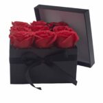 Soap Flower Gift Bouquet - 9 Red Roses - Square - immagine 3