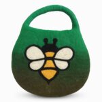 Water Felted Bee Bag - One Handle with Magnet - Garden Greens