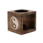 Square Mango Wood Oil Burner  - Yin Yang