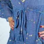 (LXL) Nomad Sari On the Med Collection - Dress - Sea Blue & Gold Fish Design - immagine 2