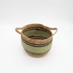 Cotton & Seagrass Large Baskets - Natural Black & Green- Set of 3 - immagine 4