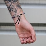 925 Silver Plated Gemstone Charcoal String Bracelet - Dalmation Jasper - immagine 6