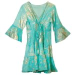 (LXL) Nomad Sari On the Med Collection - Dress - Turquoise & Gold Coral Design - immagine 5