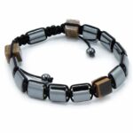 Magnetic Hematite Shamballa Bracelet -  Tiger Eye Cuboids - immagine 2