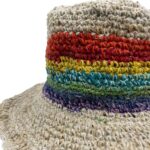 Hand-Knited Hemp & Cotton Boho Festival Hat - Rainbow - immagine 3