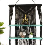 Black Macrame Hanging Shelves - Turquoise - immagine 6