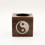 Square Mango Wood Oil Burner  - Yin Yang - immagine 2