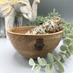 Wooden Smudge and Ritual Offerings Bowl - Hamsa - 14x7cm - immagine 2