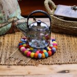 Felt Ball Round Placemat - 20cm Multi Colour