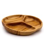 Smooth Teakwood Fruit Bowl Three Sections - 30x4cm - immagine 3