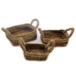 Banana Leaf & Seagrass Square Basket- Set of 3 - immagine 2