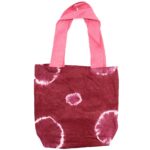 Natural Tye-Dye Cotton Bag (8oz) - 38x42x12cm - Maroon Rings - Pink Handle - immagine 5