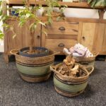 Cotton & Seagrass Large Baskets - Natural Black & Green- Set of 3 - immagine 6