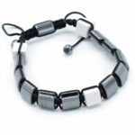 Magnetic Hematite Shamballa Bracelet -  White Jasper Cuboids - immagine 2