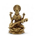 Brass Miniature Gods - Sarswati (22gms)  - 34mm - immagine 3