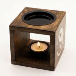 Square Mango Wood Oil Burner  - Yin Yang - immagine 4