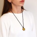 Laced Gemstone Hexagon Pendant - Yellow Quartz - immagine 3