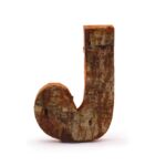 Rustic Bark Letter   - "J"  - 7cm