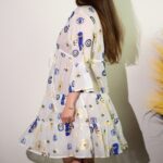 Nomad Sari Evil Eye Dress – White, Blue & Gold – Size M/L - immagine 6
