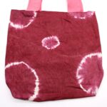 Natural Tye-Dye Cotton Bag (8oz) - 38x42x12cm - Maroon Rings - Pink Handle - immagine 2