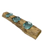 Molton Glass Flat Triple Candle Holder on Wood - immagine 3