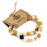 Set of 2 Gemstones Friendship Bracelets - Loyalty - Amazonite & Yellow Jasper - immagine 2