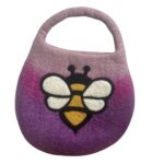 Water Felted Bee Bag - One Handle with Magnet  - Lavender Shades - immagine 2
