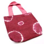Natural Tye-Dye Cotton Bag (8oz) - 38x42x12cm - Maroon Rings - Pink Handle - immagine 3