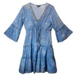 (LXL) Nomad Sari On the Med Collection - Dress - Sea Blue & Gold Fish Design - immagine 3