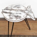 Albasia Wood Fish Stand - Whitewash - immagine 2