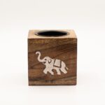Square Mango Wood Oil Burner  - Elephant - immagine 2