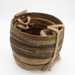 Bananna Leaf & Seagrass Large Baskets - Natural Browns- Set of 3 - immagine 2