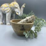 Wooden Smudge and Ritual Offerings Bowl - Buddha - 12x7cm
