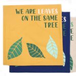 Printed Cotton Cushion Cover - We are Leaves - Blue - immagine 2