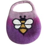 Water Felted Bee Bag - One Handle with Magnet  - Lavender Shades - immagine 4