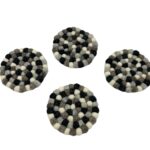 Felt Ball Round Coasters - 10cm Multi Grey colour (set of 4) - immagine 2