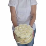 Soap Flower Gift Bouquet - 9 Cream Roses - Square - immagine 8