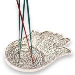 Polished Aluminium  Lrg Hamsa  Incense Holder 18x13cm - immagine 4