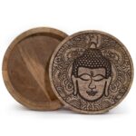 Big Round Box 17.5x7.5cm - Buddha Face Black Engraved