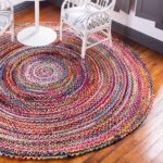 Round Jute and Recycled Cotton Rug -  90 cm - immagine 5