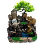Elephants in Love Tabletop Water Feature with Crystal Ball, Light & Watermill (30x20x35cm)