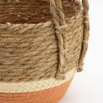 Straw & Seagrass Large Baskets - Natural & Orange- Set of 3 - immagine 6