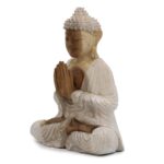 Hand Carved Buddha Statue - 30cm Welcome - Whitewash - immagine 3