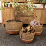 Straw & Seagrass Large Baskets - Natural & Orange- Set of 3 - immagine 7