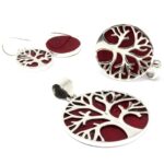 Tree of Life Silver Earrings 15mm - Coral Effect - immagine 4