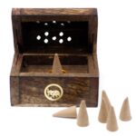 Mini Incense Cone Smoke Box - Mango Wood - immagine 2