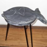 Albasia Wood Fish Stand - Greywash - immagine 2