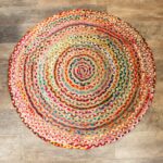 Round Jute and Recycled Cotton Rug - 120 cm - immagine 5