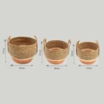 Straw & Seagrass Large Baskets - Natural & Orange- Set of 3 - immagine 8