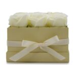 Soap Flower Gift Bouquet - 9 Cream Roses - Square - immagine 10